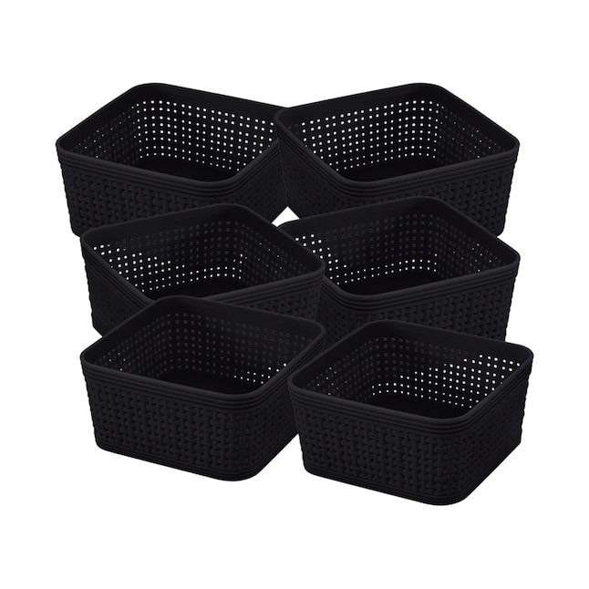 Simplify 6-Pack 4.72-in x 4.72-in Black Plastic Drawer Organizer