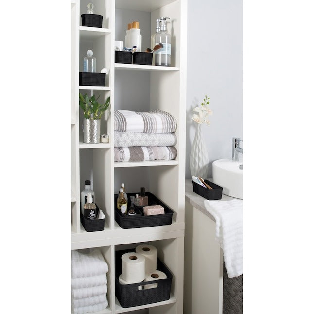 Simplify 6-Pack 4.72-in x 4.72-in Black Plastic Drawer Organizer