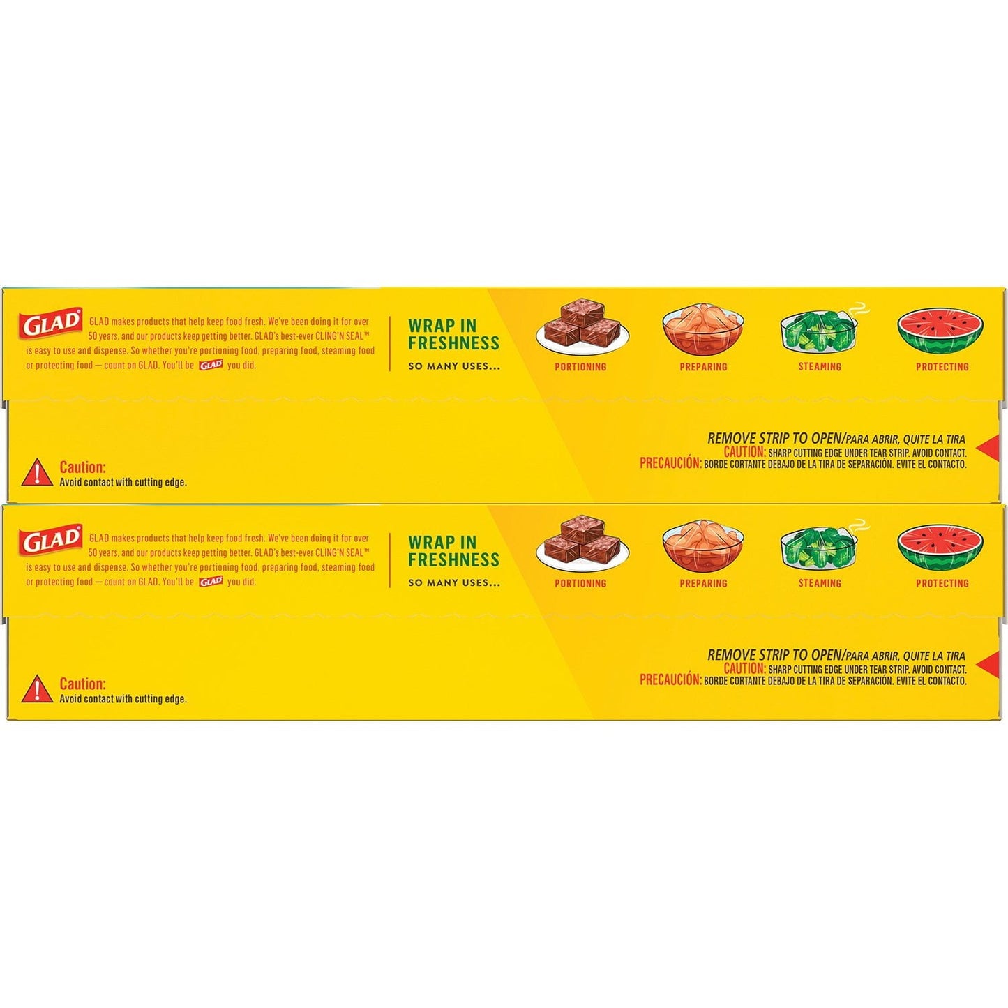 Glad Cling ‘N Seal Clear Plastic Food Wrap 400 sq. ft./roll, 2 rolls