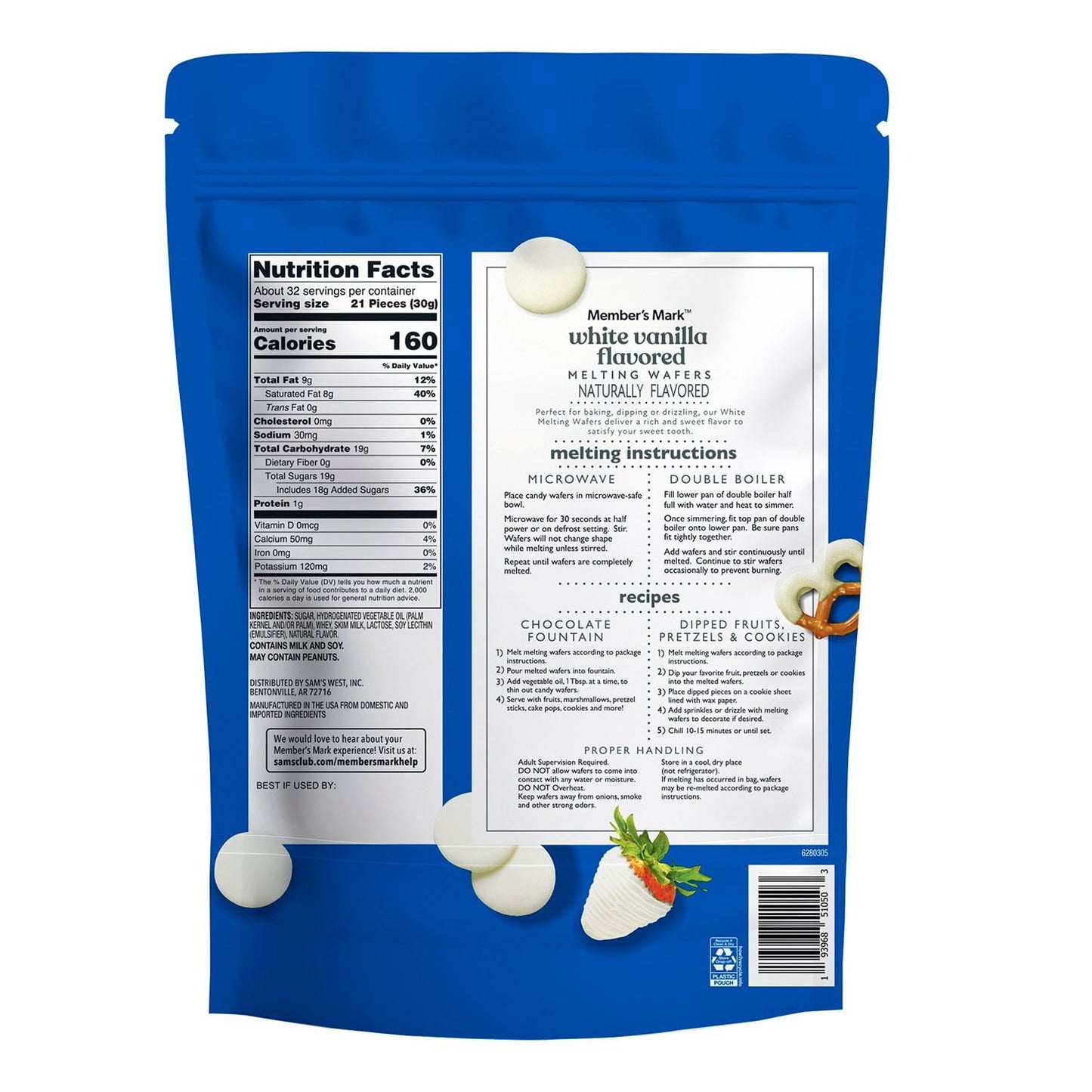 Member's Mark White Vanilla Melting Wafers, 34 oz.