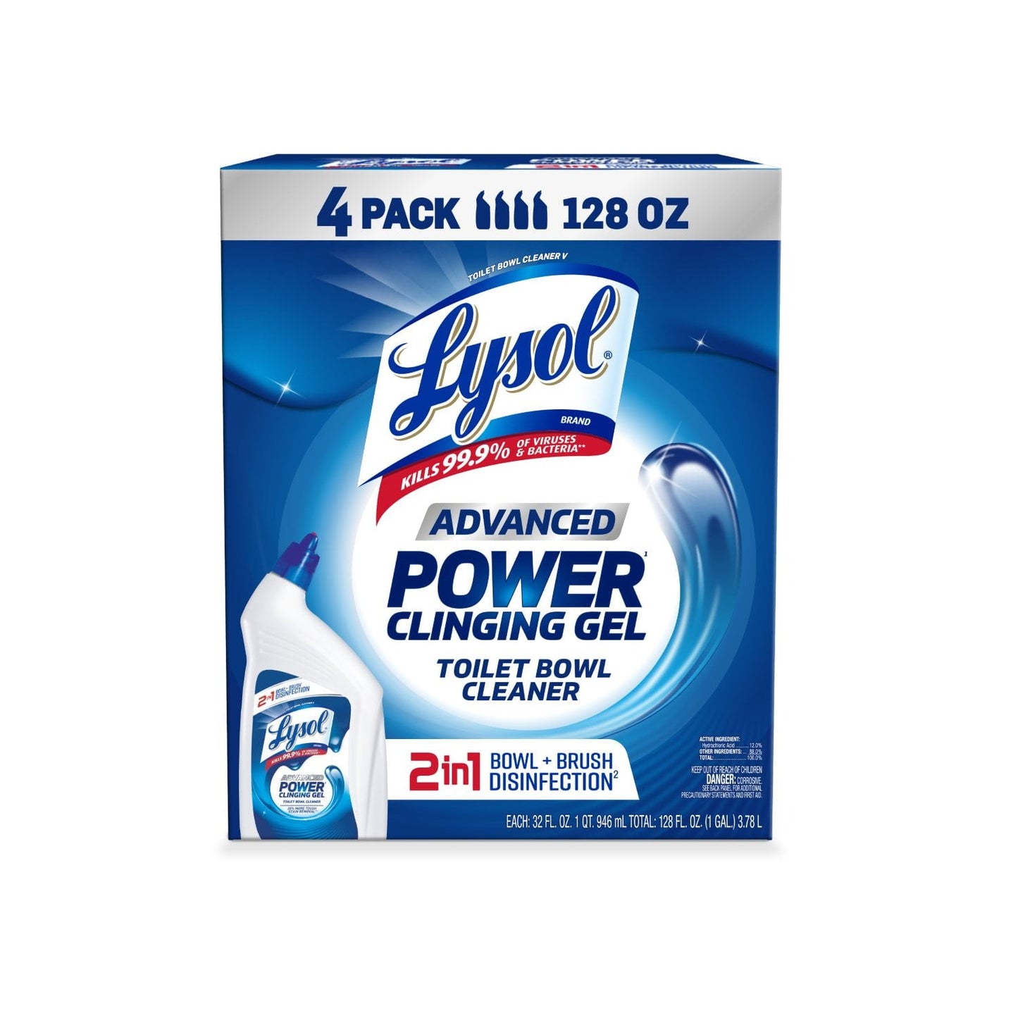 Lysol Advanced Toilet Bowl Gel Cleaner – 32 fl oz (4-Pack)