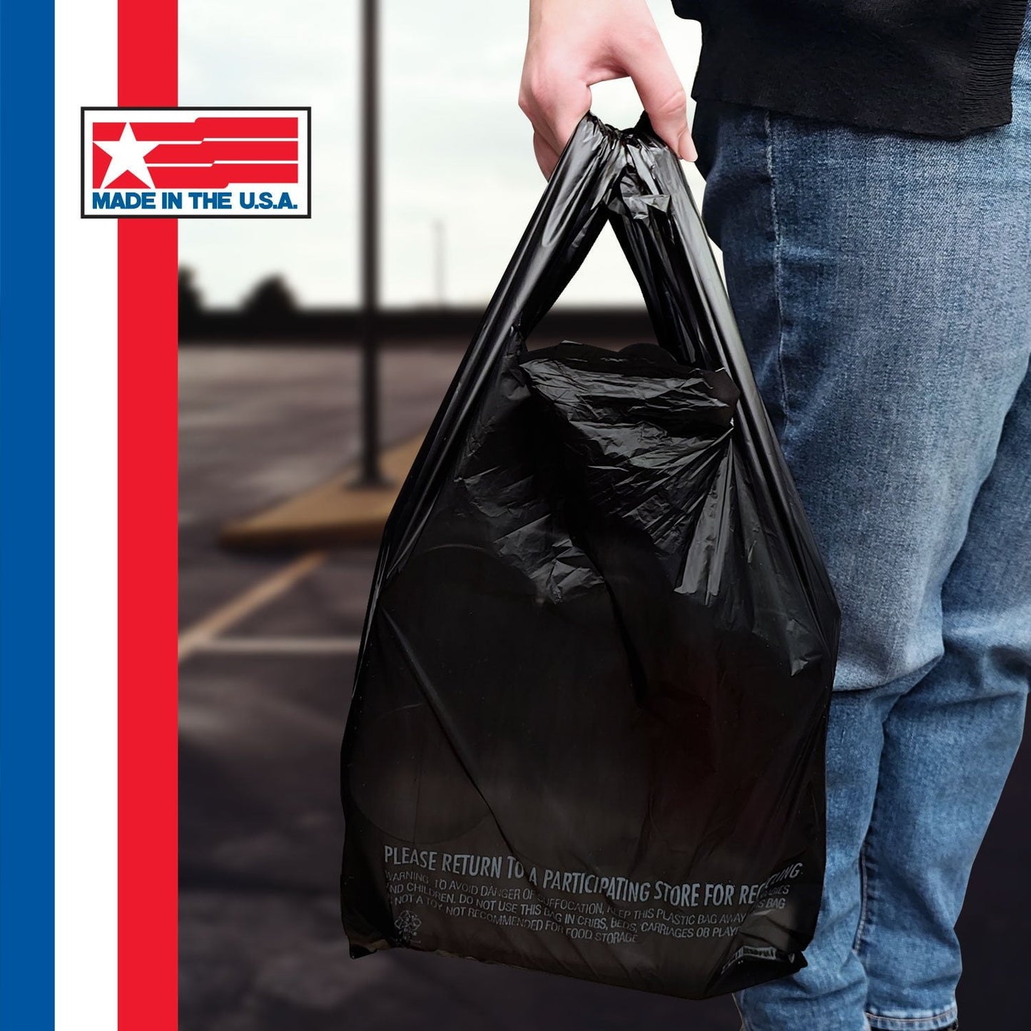 Black T-Shirt Carryout Bags – 1000 Count