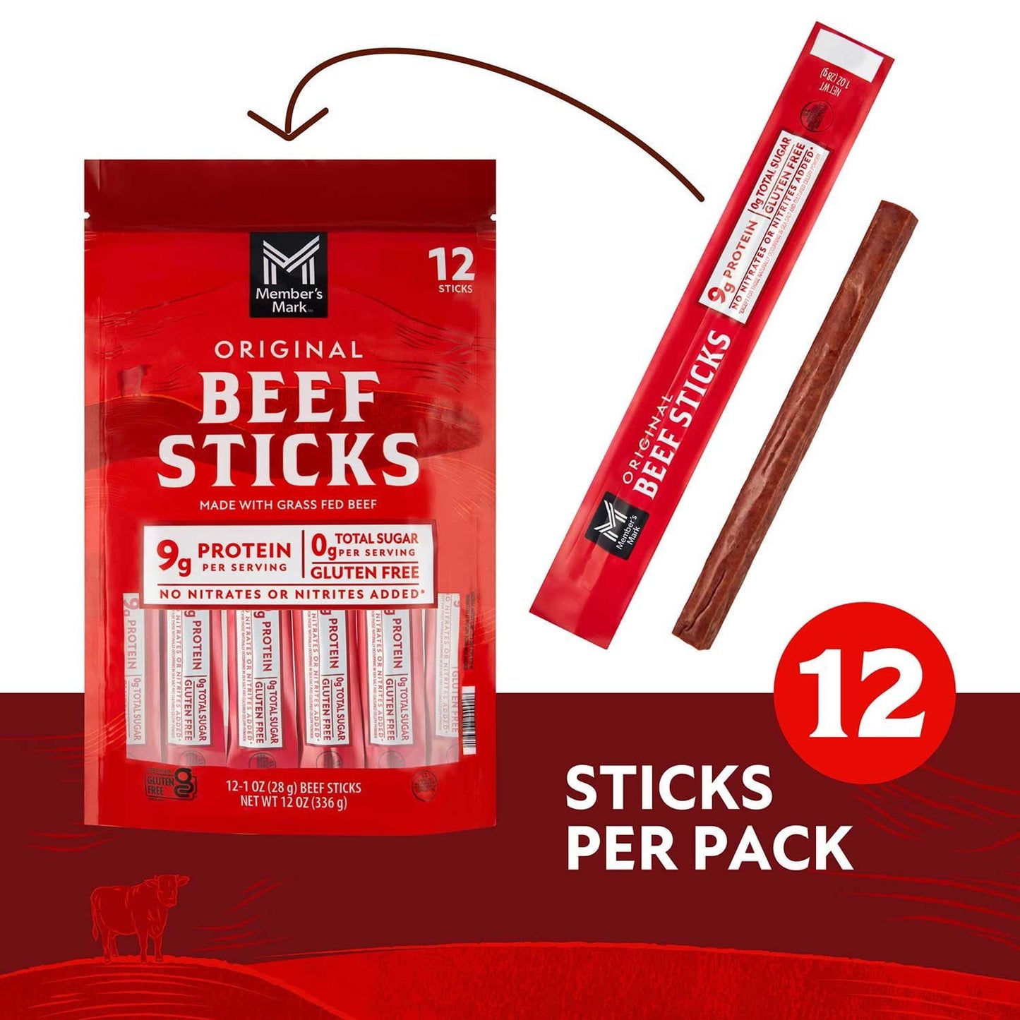 Member’s Mark Original Grassfed Beef Snack Sticks – High-Protein On-the-Go Snack