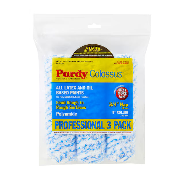 Purdy 3 -Pack 9-in x 3/4-in Nap Colossus Standard Woven Paint Roller Cover