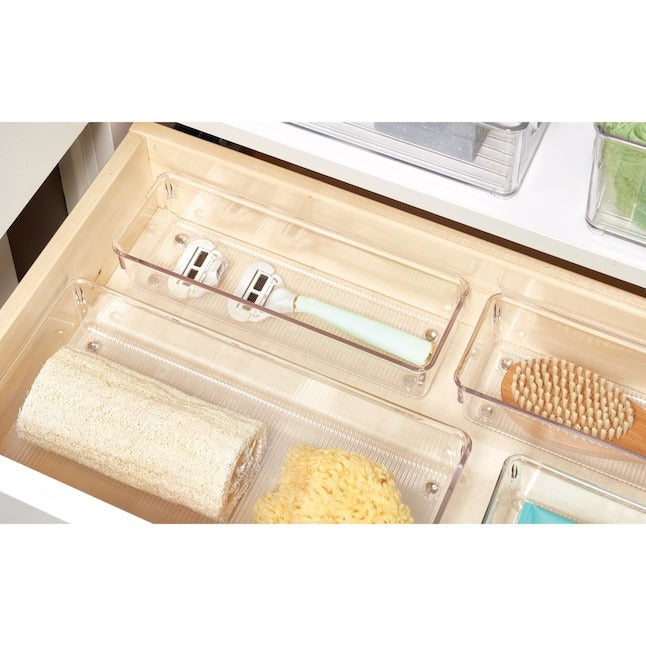 iDesign 9.75-in x 3.25-in Clear Plastic Drawer Organizer