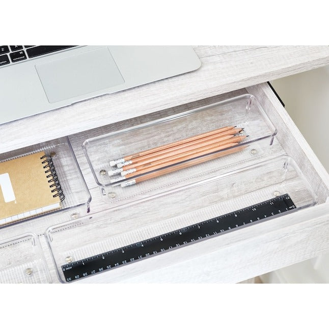 iDesign 9.75-in x 3.25-in Clear Plastic Drawer Organizer