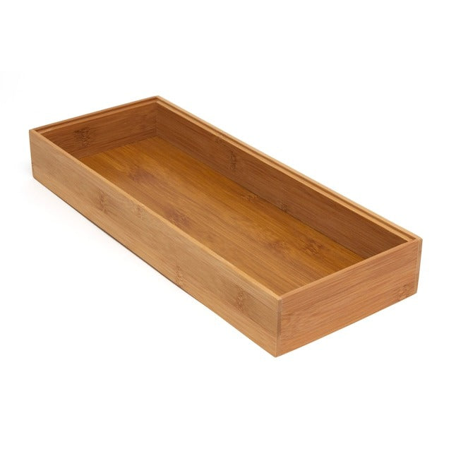 Style Selections 15-in x 6-in Brown Bamboo Wood Stackable Drawer Organizer