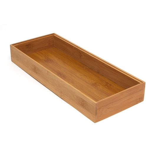 Style Selections 15-in x 6-in Brown Bamboo Wood Stackable Drawer Organizer