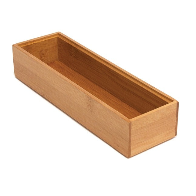 Style Selections 9-in x 3-in Brown Bamboo Wood Stackable Drawer Organizer