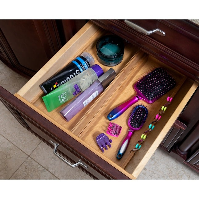 Style Selections 15-in x 6-in Brown Bamboo Wood Stackable Drawer Organizer