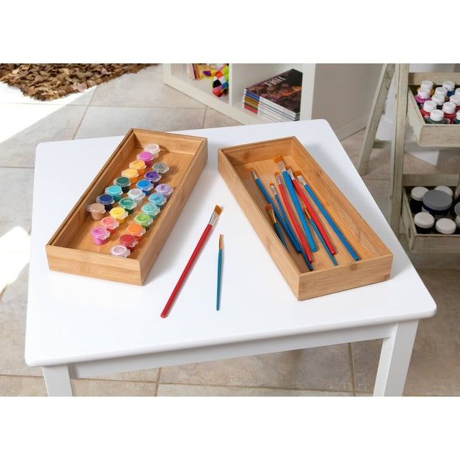 Style Selections 15-in x 6-in Brown Bamboo Wood Stackable Drawer Organizer