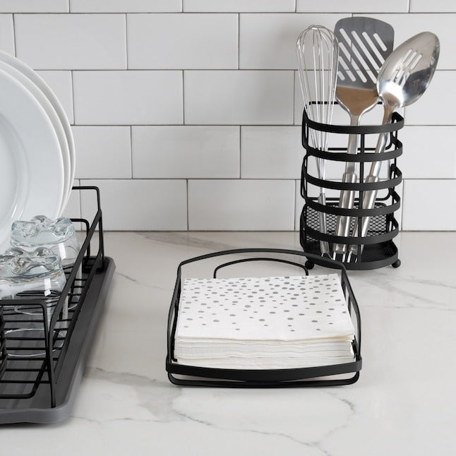 Kitchen Details Matte Black Metal Freestanding Napkin Holder