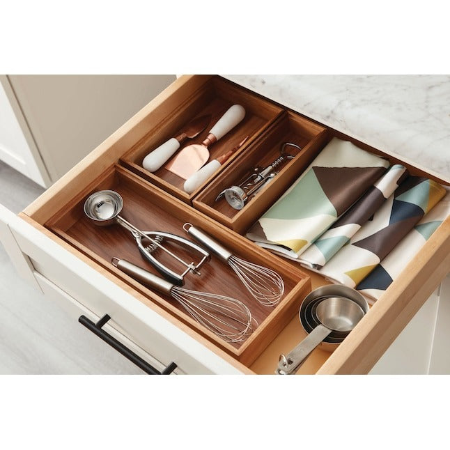 allen + roth 15-in x 6-in Brown Acacia Wood Stackable Drawer Organizer