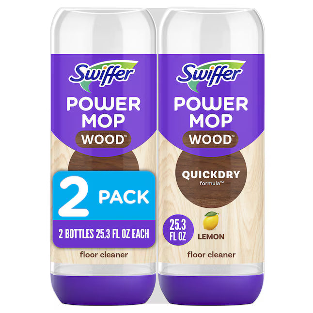 Swiffer Power Mop Wood Refill Lemon Spray Floor Cleaner 2 -Count