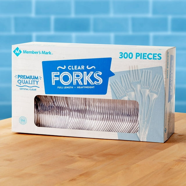 Member’s Mark Clear Plastic Forks – Heavyweight, 300-Count Pack