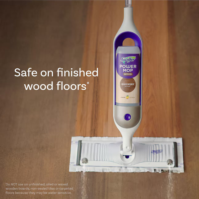 Swiffer Power Mop Wood Refill Lemon Spray Floor Cleaner 2 -Count