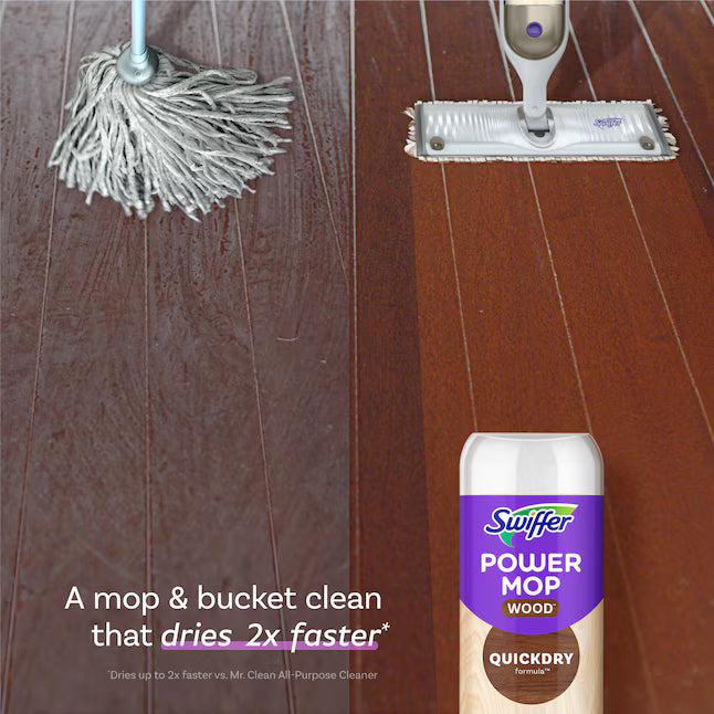 Swiffer Power Mop Wood Refill Lemon Spray Floor Cleaner 2 -Count
