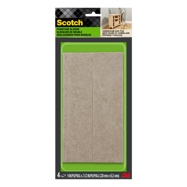 Scotch Felt Pads 4 -Pack 9-in Beige Rectangular Felt furniture pads