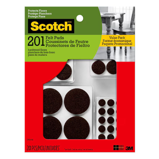 Scotch 201 -Pack Assorted Brown Round Felt furniture pads