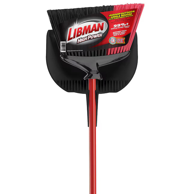Libman 14-in Poly fiber Multi-surface Angle with dustpan Upright Broom