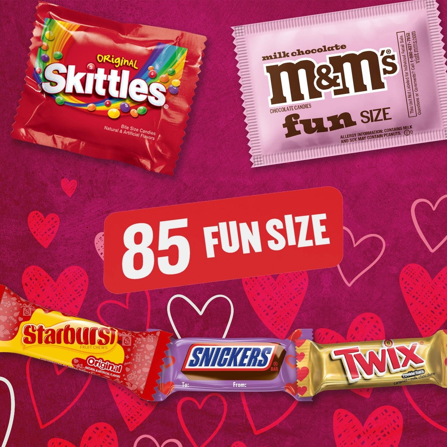 Mars Mixed Valentine's Day Candy, Variety Pack, Fun Size, 85 ct.
