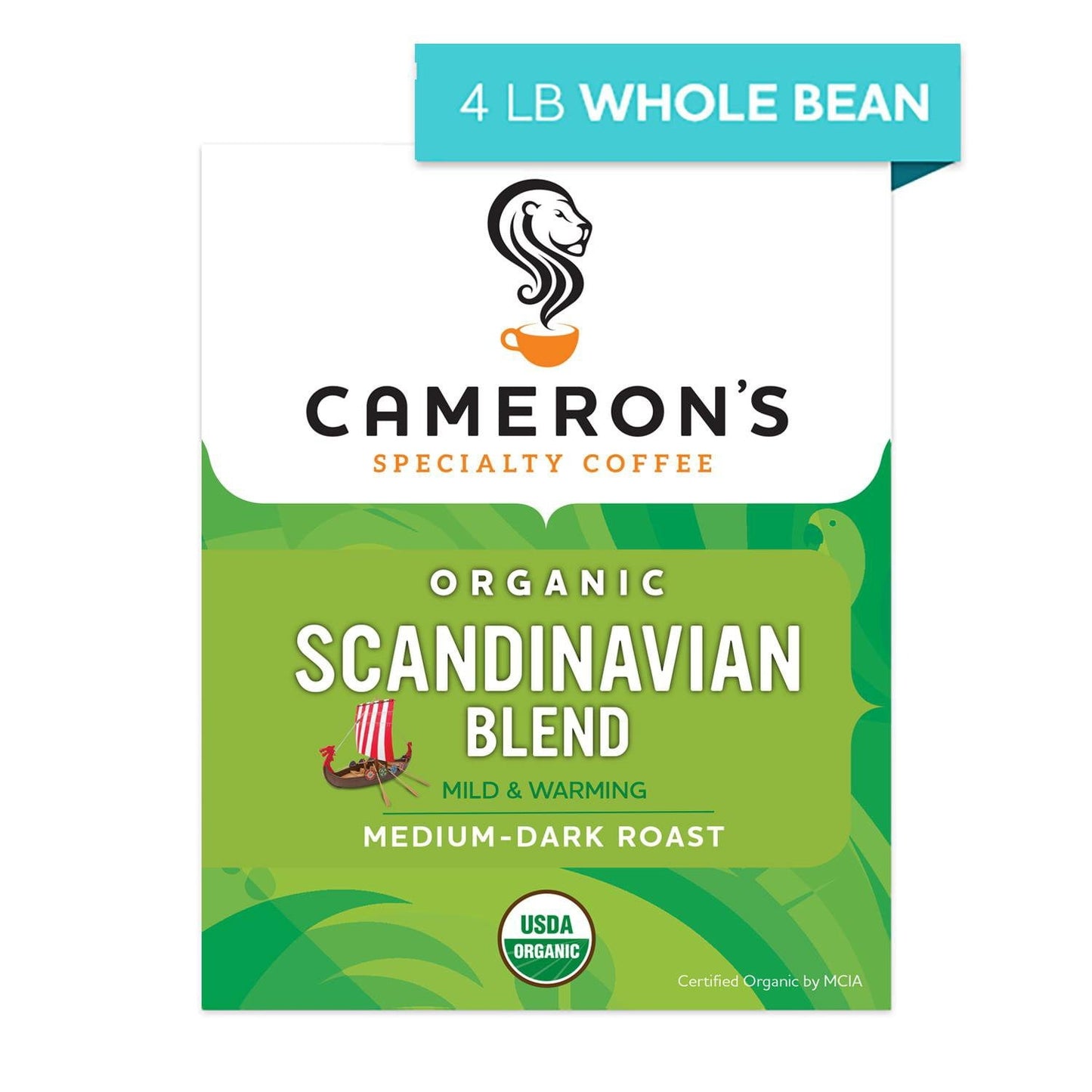 Cameron’s Organic Whole Bean Coffee – Scandinavian Blend, 64 oz (4 lb)