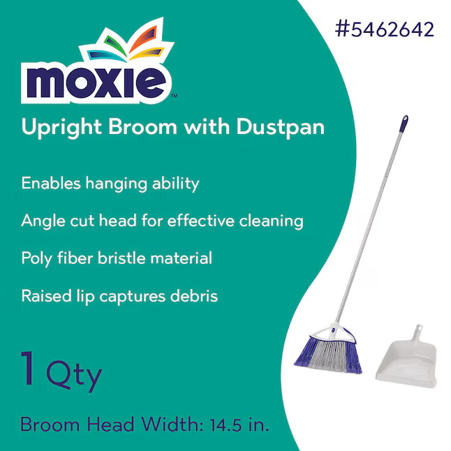 MOXIE 14.5-in Poly fiber Multi-surface Angle with dustpan Push Broom