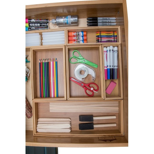 Style Selections 15-in x 6-in Brown Bamboo Wood Stackable Drawer Organizer