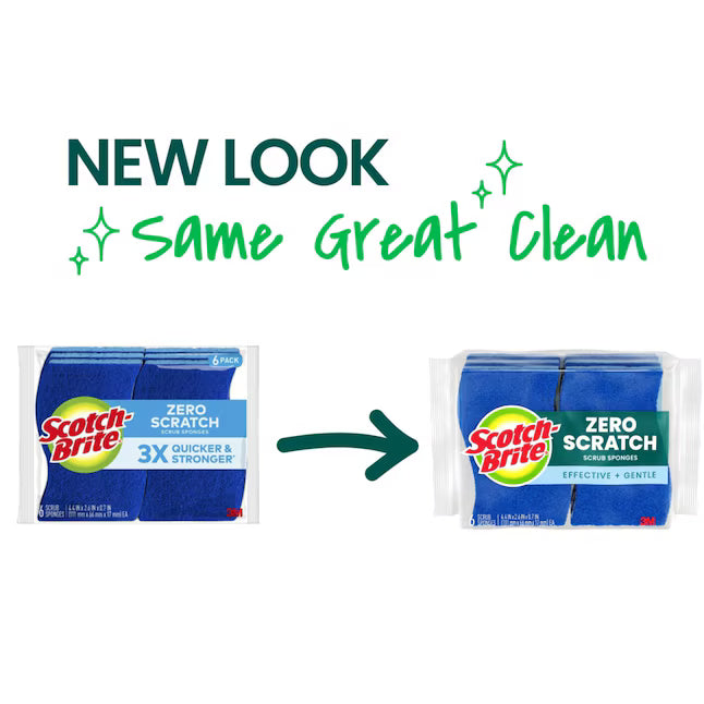 Scotch-Brite Zero Scratch Cellulose Sponge with scouring pad 6 -Pack