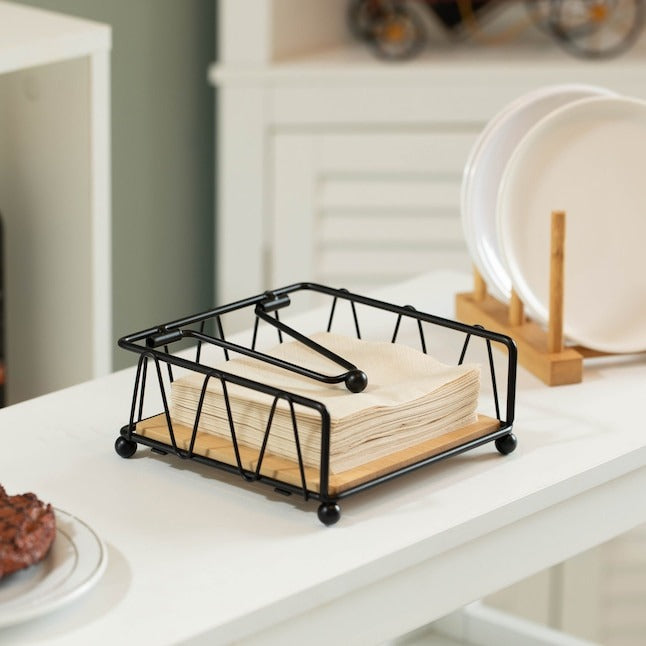 Basicwise Black Metal Countertop Paper Towel Holder