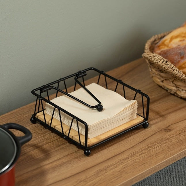 Basicwise Black Metal Countertop Paper Towel Holder
