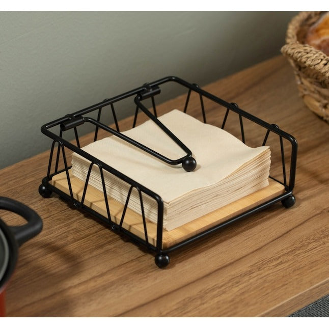 Basicwise Black Metal Countertop Paper Towel Holder