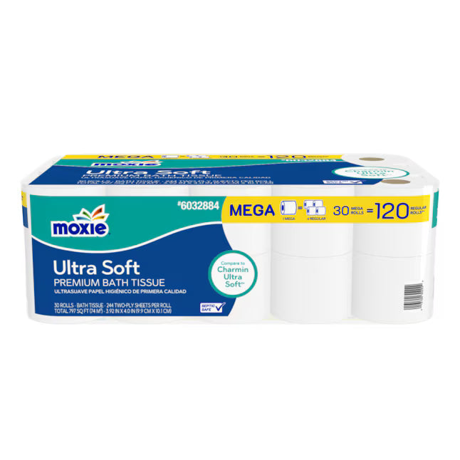 MOXIE Moxie 30 Roll Ultra Soft Bathroom Tissue 30 -Pack 2-ply Toilet Paper