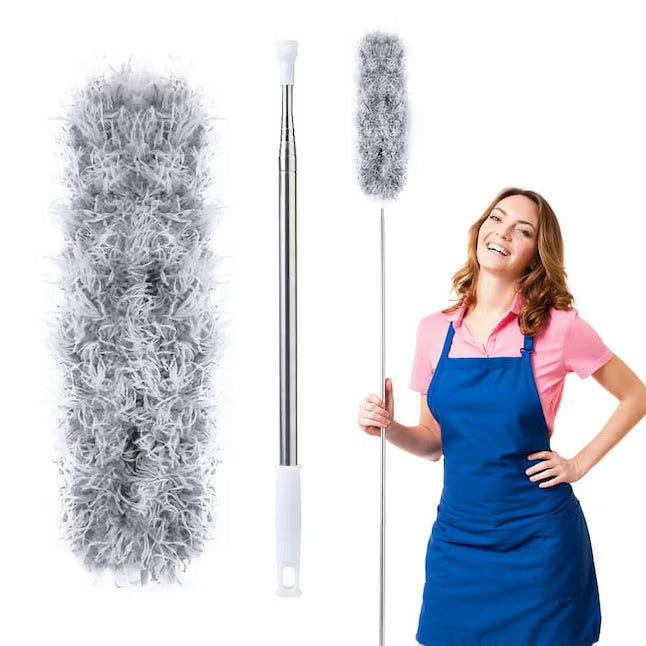 Huluwat Dusters for cleaning duster with extension pole Bendable Head Long Handle Dusters for Cleaning Ceiling Fan High Ceiling Blinds Furniture Cars Gray