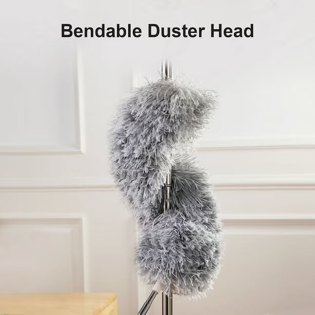 Huluwat Dusters for cleaning duster with extension pole Bendable Head Long Handle Dusters for Cleaning Ceiling Fan High Ceiling Blinds Furniture Cars Gray