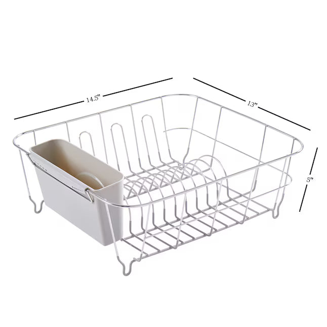 Sweet Home Collection Chrome Plated Steel 2 Pc Small Compact Dish Drainer
