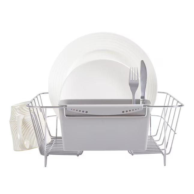 Sweet Home Collection Chrome Plated Steel 2 Pc Small Compact Dish Drainer