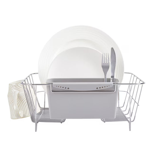 Sweet Home Collection Chrome Plated Steel 2 Pc Small Compact Dish Drainer