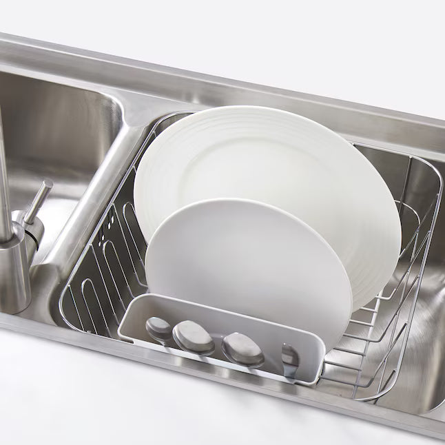 Sweet Home Collection Chrome Plated Steel 2 Pc Small Compact Dish Drainer