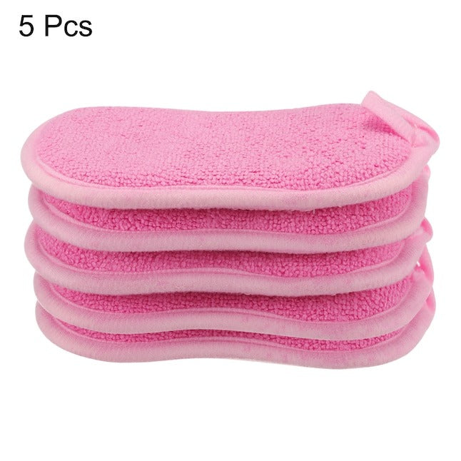 Unique Bargains Multipurpose Kitchen Dish Sponge Scrubber 5 pcs Non Scratch Microfiber Sponges Scouring Pads Sponges Scrub for Washing Dishes Cleaning Kitchen Pink