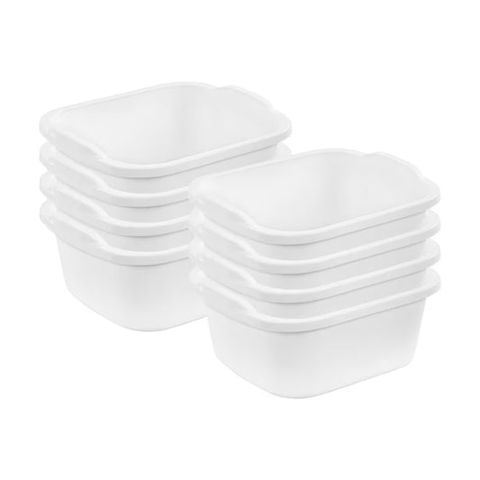 Sterilite 12 Quart Durable Reinforced Plastic Kitchen Dishpan w/ Handles 8 Pack
