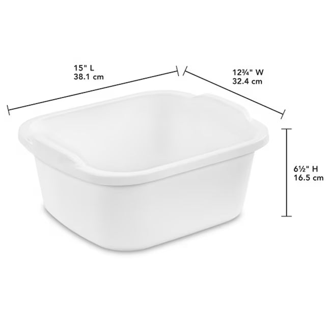 Sterilite 12 Quart Durable Reinforced Plastic Kitchen Dishpan w/ Handles 8 Pack