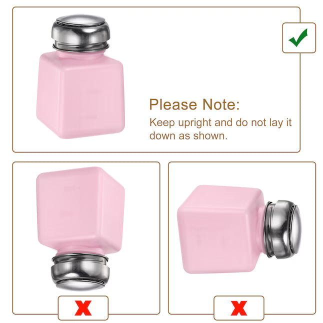 Unique Bargains 2pcs Alcohol Liquid Press Pumping Dispenser 100ML Nail Polish Remover Empty Bottle Pink