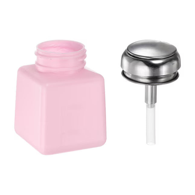 Unique Bargains 2pcs Alcohol Liquid Press Pumping Dispenser 100ML Nail Polish Remover Empty Bottle Pink