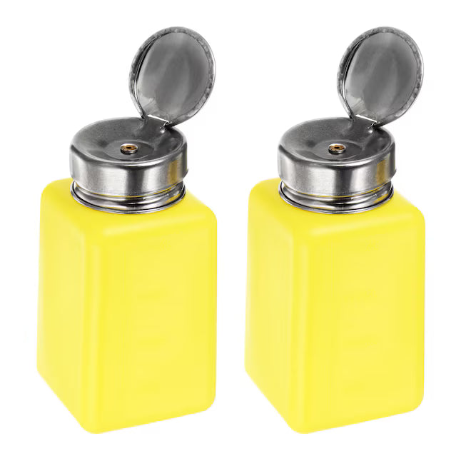Unique Bargains 2pcs Alcohol Liquid Press Pumping Dispenser 200ML Nail Polish Remover Empty Bottle Yellow