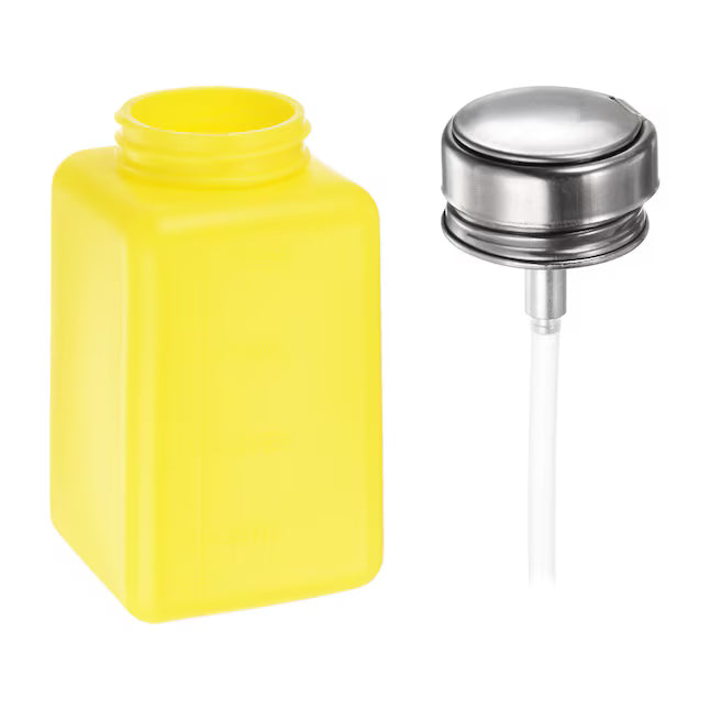 Unique Bargains 2pcs Alcohol Liquid Press Pumping Dispenser 200ML Nail Polish Remover Empty Bottle Yellow