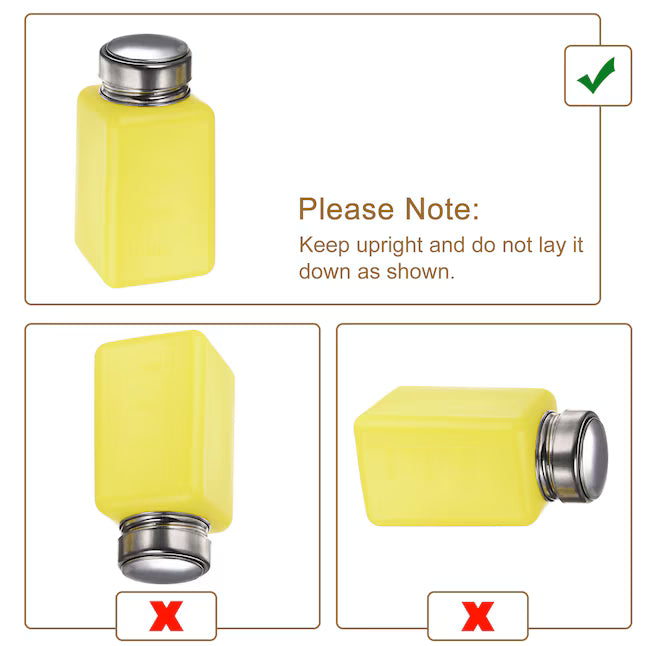 Unique Bargains 2pcs Alcohol Liquid Press Pumping Dispenser 200ML Nail Polish Remover Empty Bottle Yellow