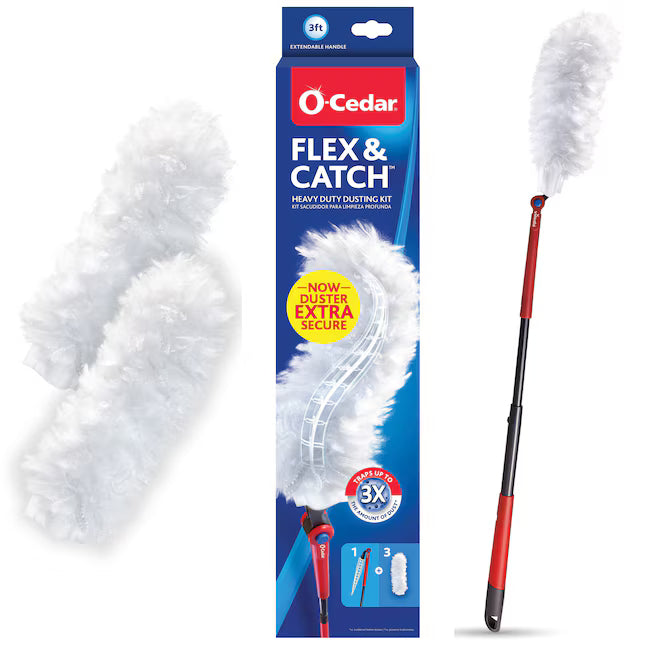 O-Cedar New and Improved Flex and Catch Heavy Duty Dusting Kit with 3 Refills and Microfiber Extendable Dusting wand