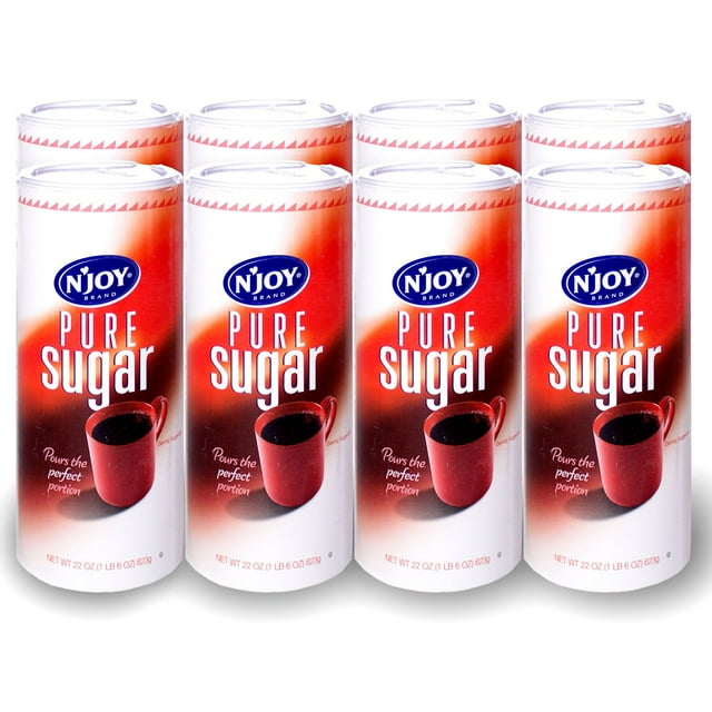 N'Joy Pure Sugar Canisters – 22 oz each, 8-Count Pack