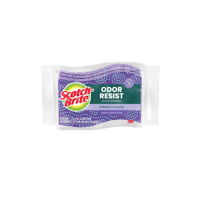 Scotch-Brite Stay Fresh Non-Scratch Scrub Dots Cellulose Sponge with scouring pad 3 -Pack